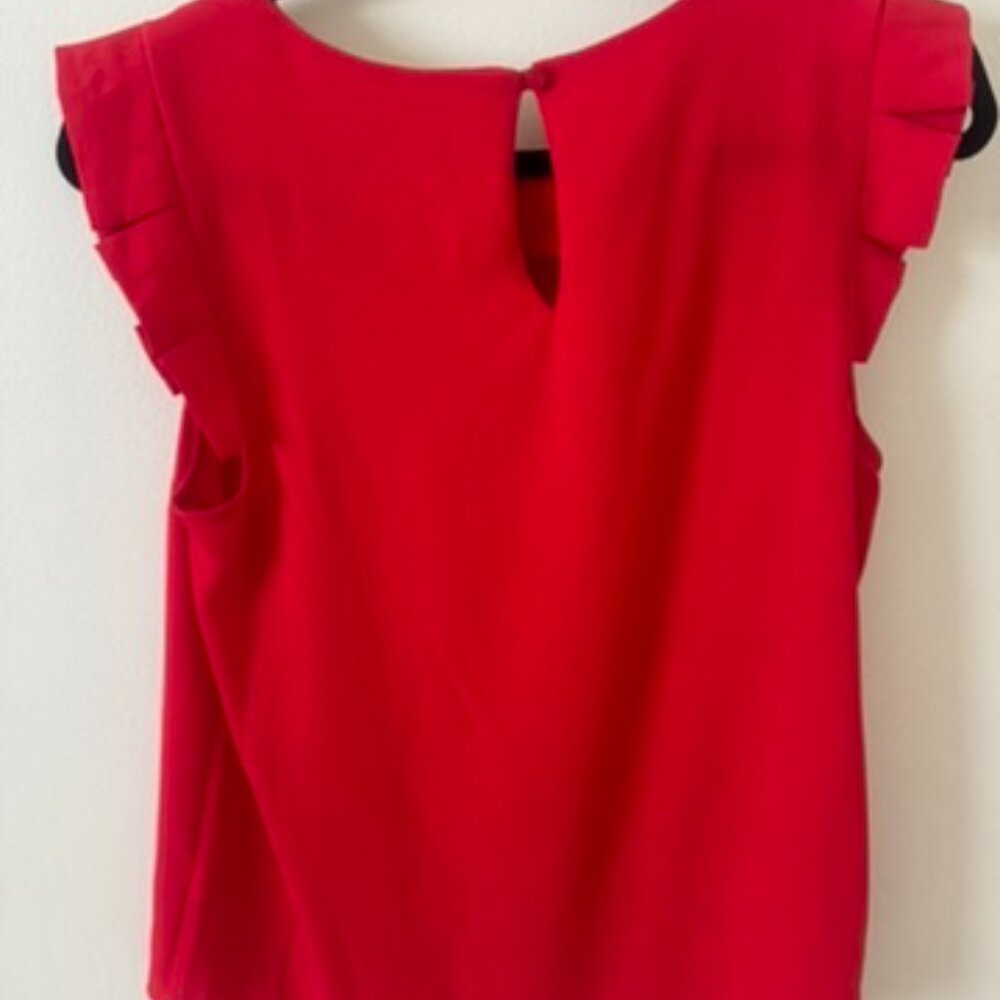 Cap Sleeve Red Blouse - Picture 2 of 4